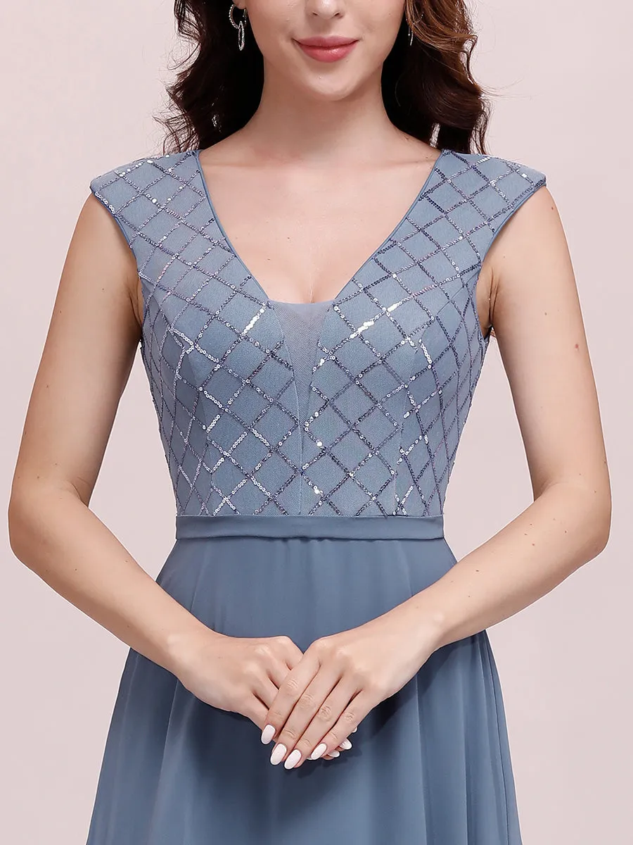 Trendy V Neck High Waist Chiffon Cocktail Dress Wholesale EP00339