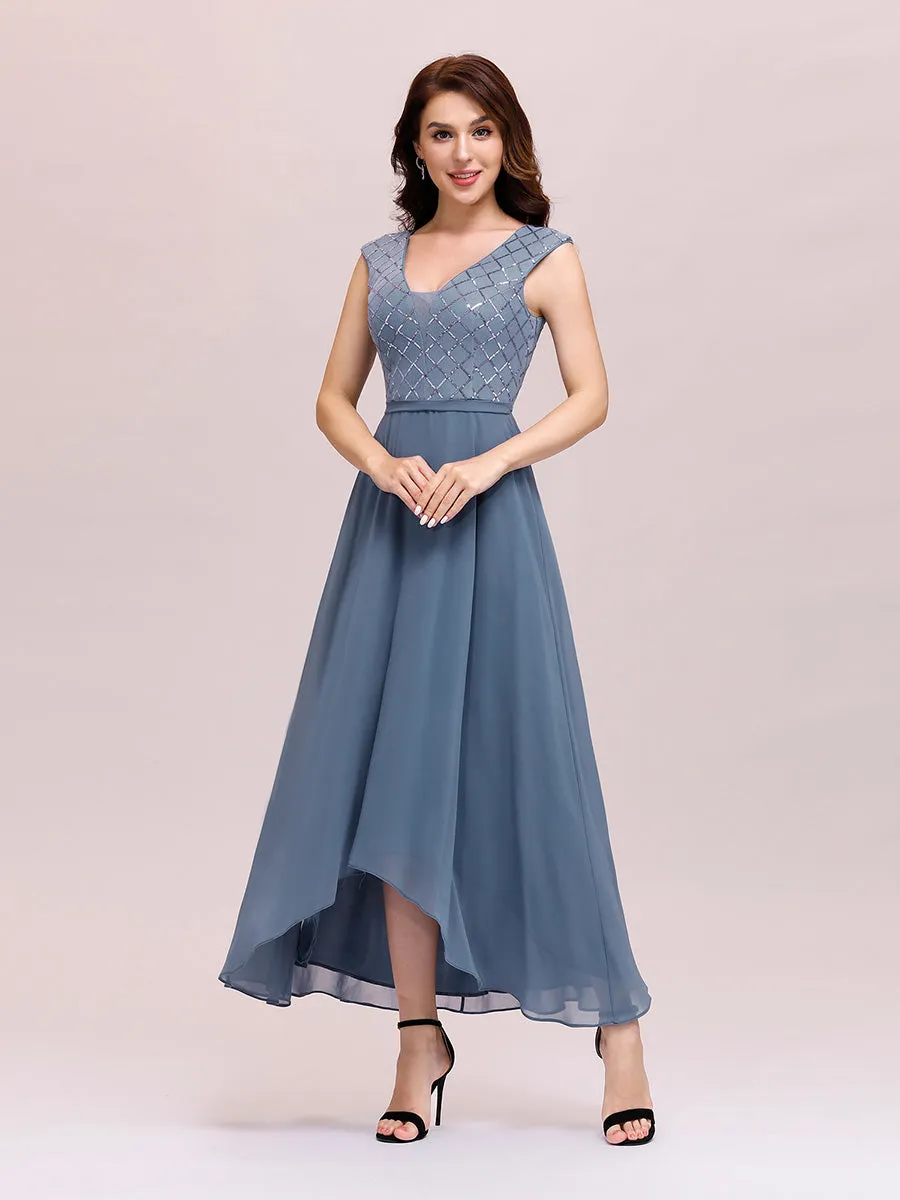 Trendy V Neck High Waist Chiffon Cocktail Dress Wholesale EP00339