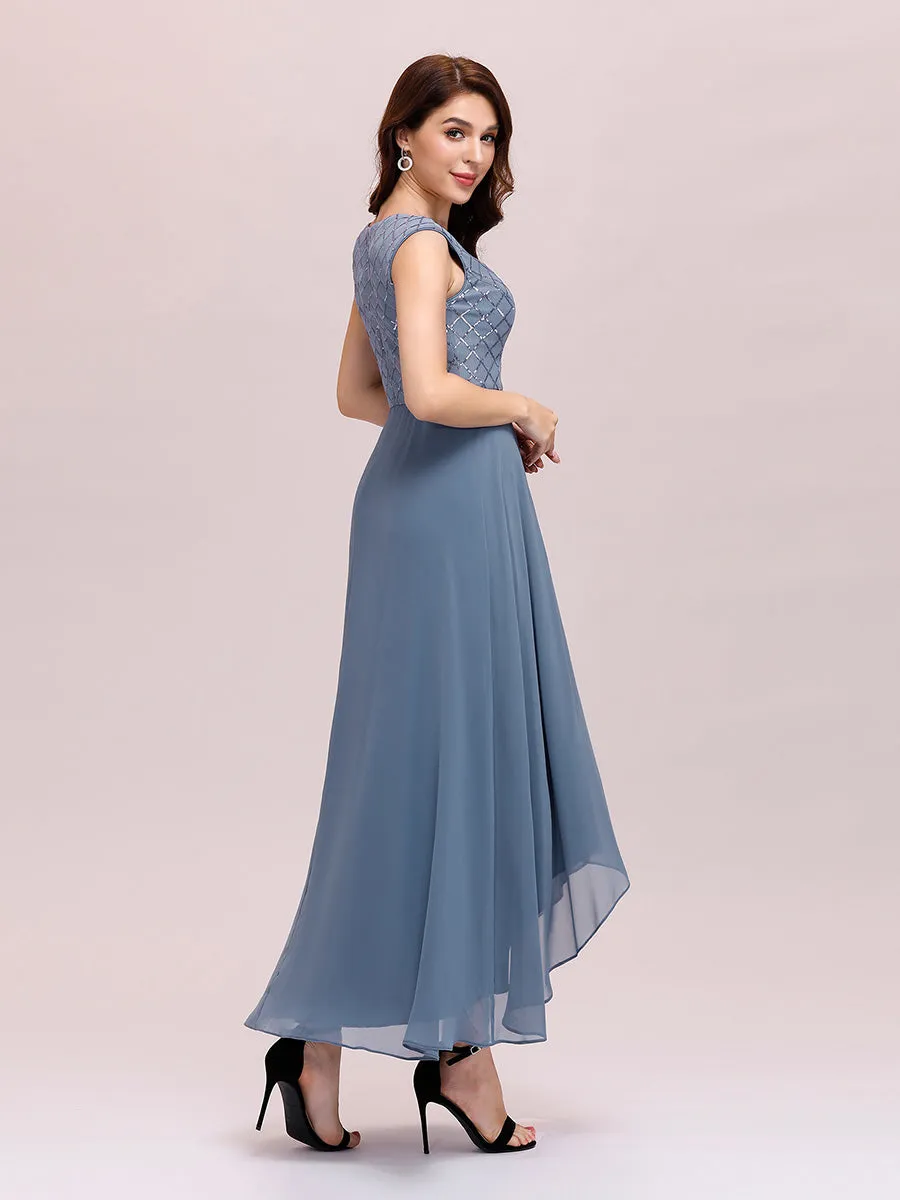 Trendy V Neck High Waist Chiffon Cocktail Dress Wholesale EP00339