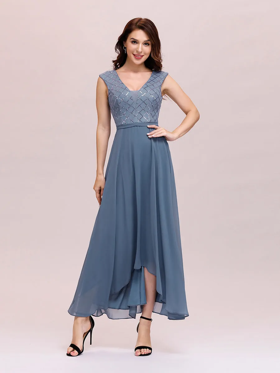Trendy V Neck High Waist Chiffon Cocktail Dress Wholesale EP00339