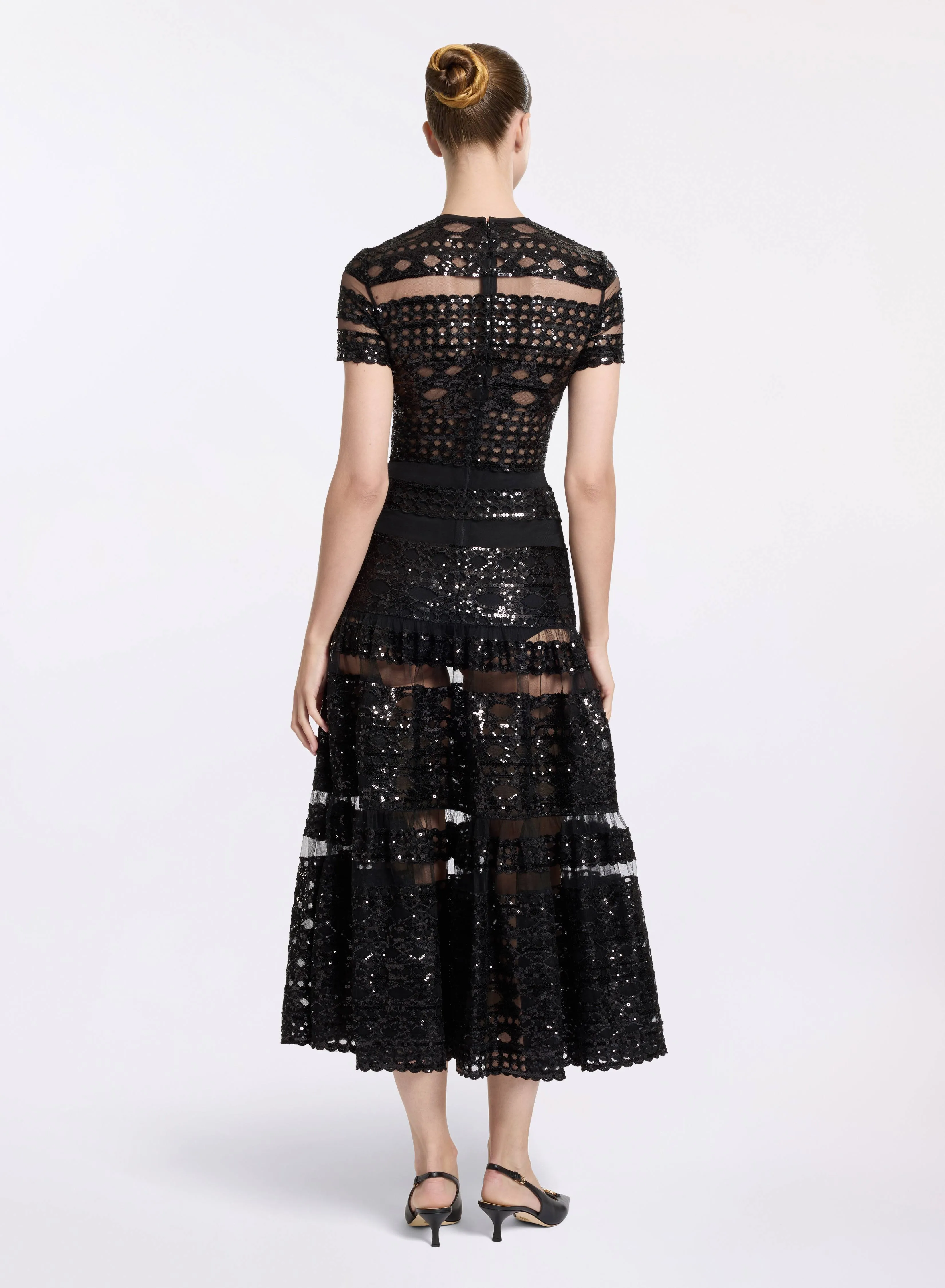 Tulle Embroidered Midi Dress