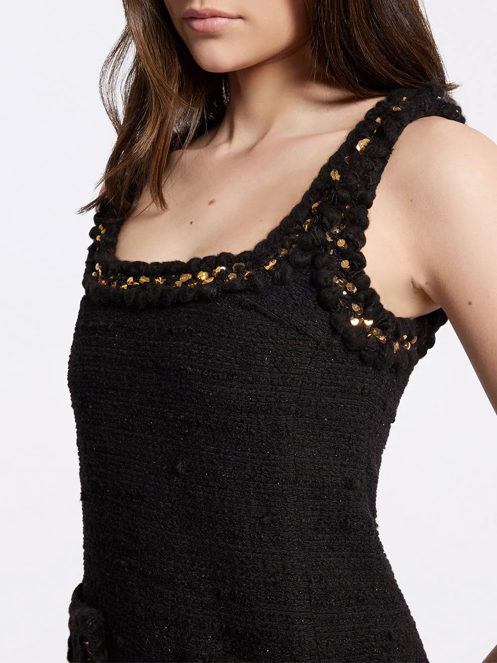 Tweed Embroidered Mini Dress