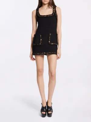 Tweed Embroidered Mini Dress