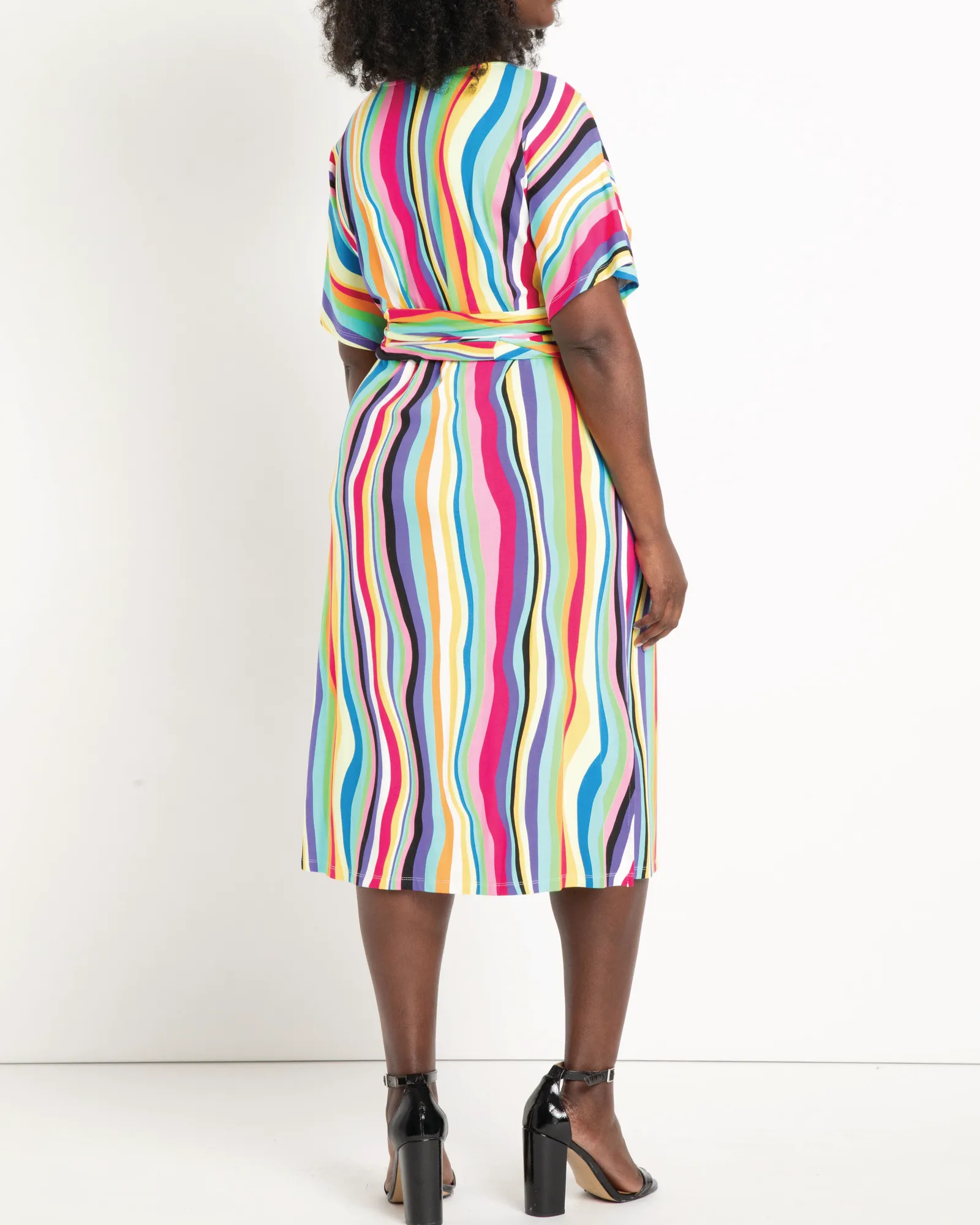 Tyra Striped Multi-Color Day Dress | Liquid Rainbow
