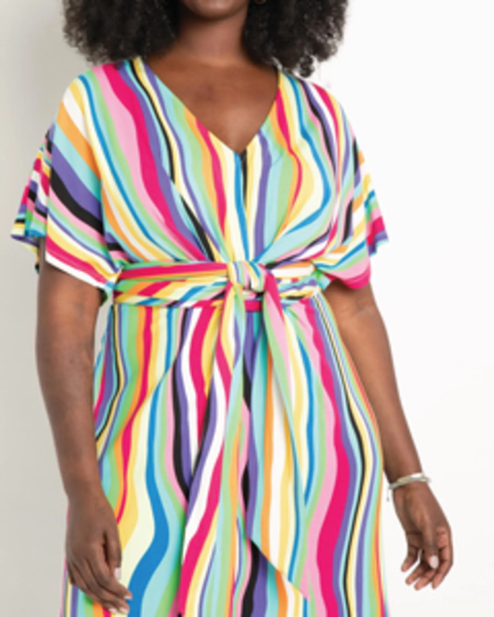 Tyra Striped Multi-Color Day Dress | Liquid Rainbow