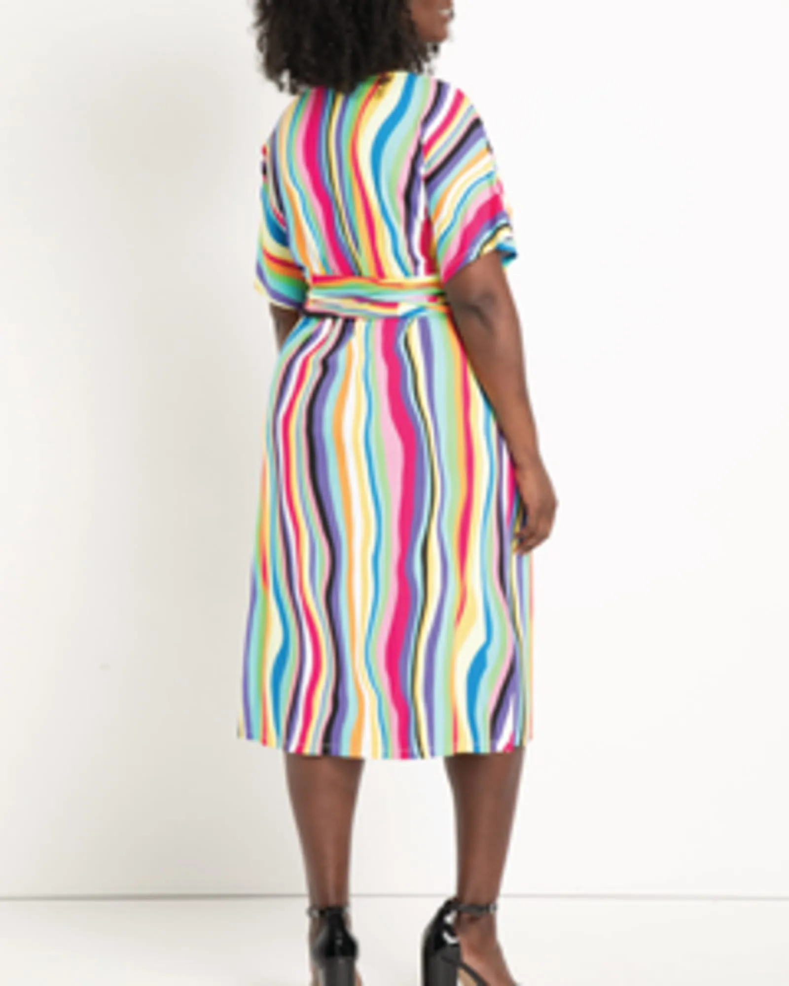 Tyra Striped Multi-Color Day Dress | Liquid Rainbow