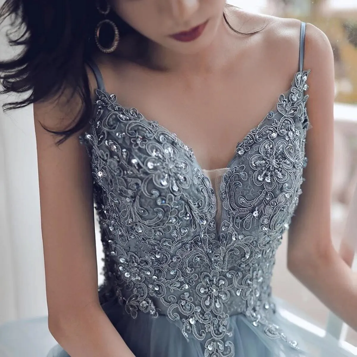 Wenkouban-Christmas Thanksgiving Gift New Year's Eve Dress party look inspos back to school dress  Beaded Lace Applique Multilayered Tulle Maxi Dress