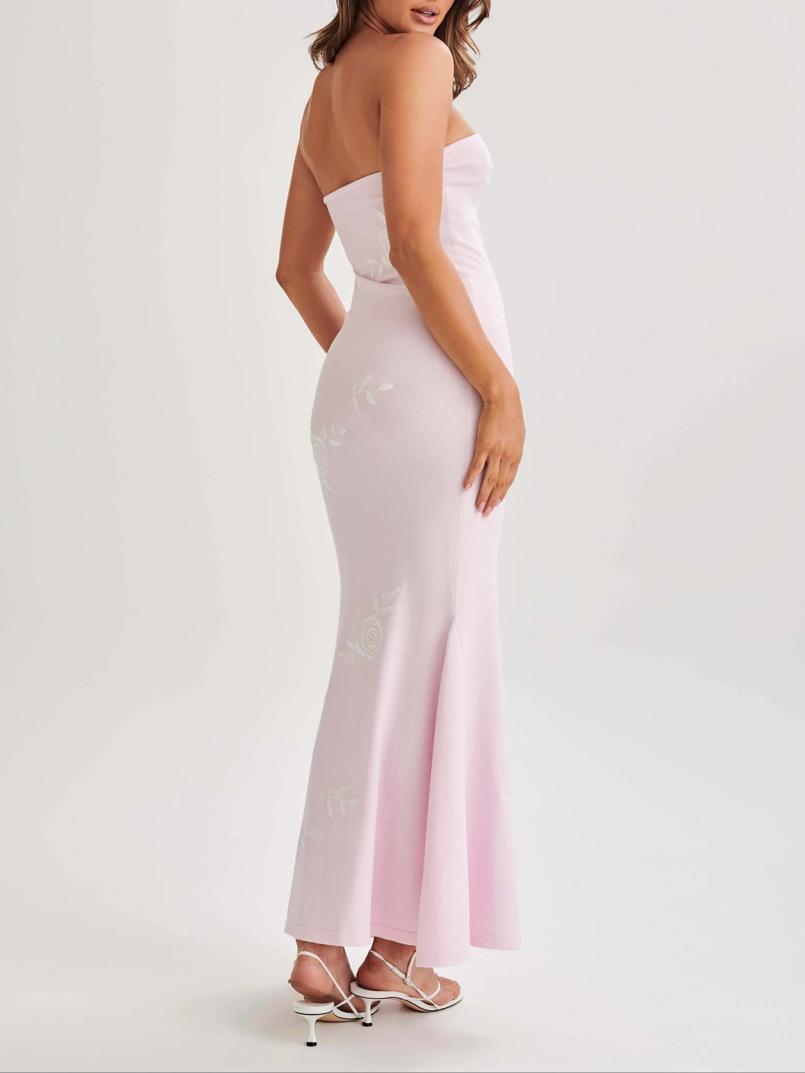 Wenkouban-Christmas Thanksgiving Gift New Year's Eve Dress party look inspos back to school dress  Lorelai Strapless Rose Knit Maxi Dress