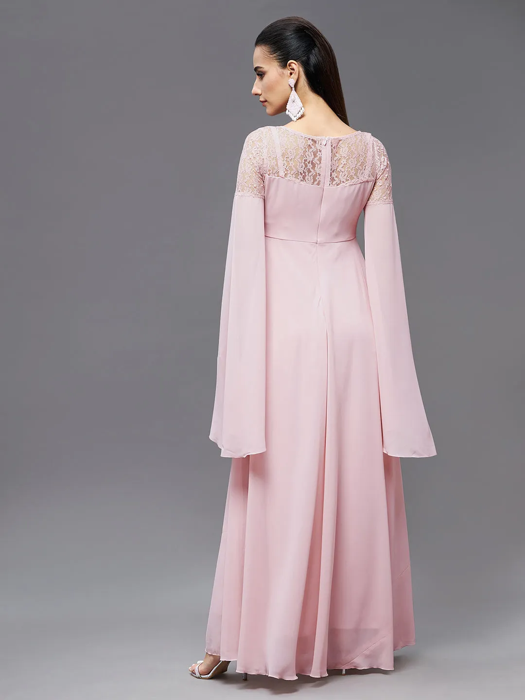 Women's Dusty Pink Relaxed Fit Maxi Georgette Dress