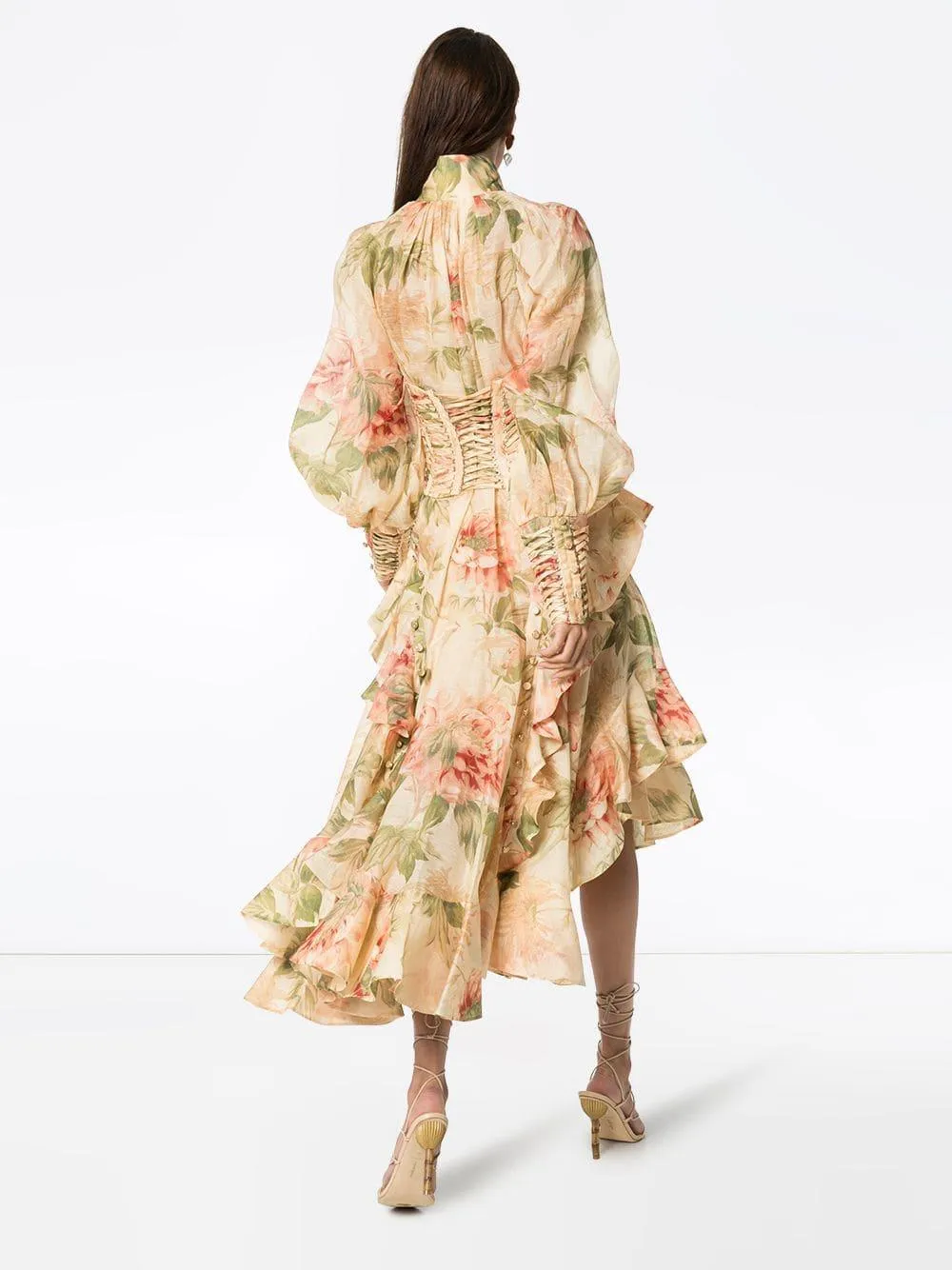 Zimmermann Espionage Floral Corset Silk Dress (For Hire)